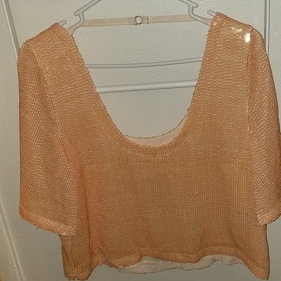 Free people coral-sequins crop top - Picture 4 of 8